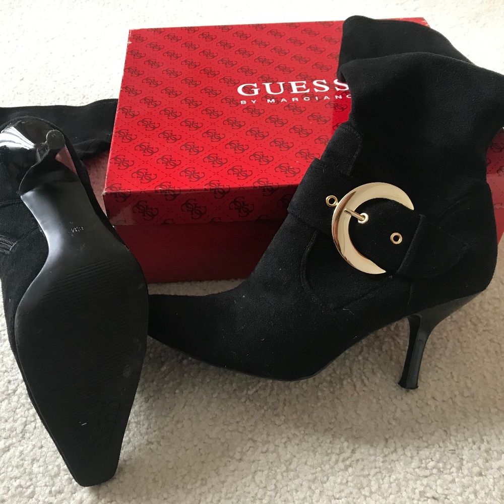 GUESS MARCIANO, stretch calf suede dress boots, 8.5M, EUC